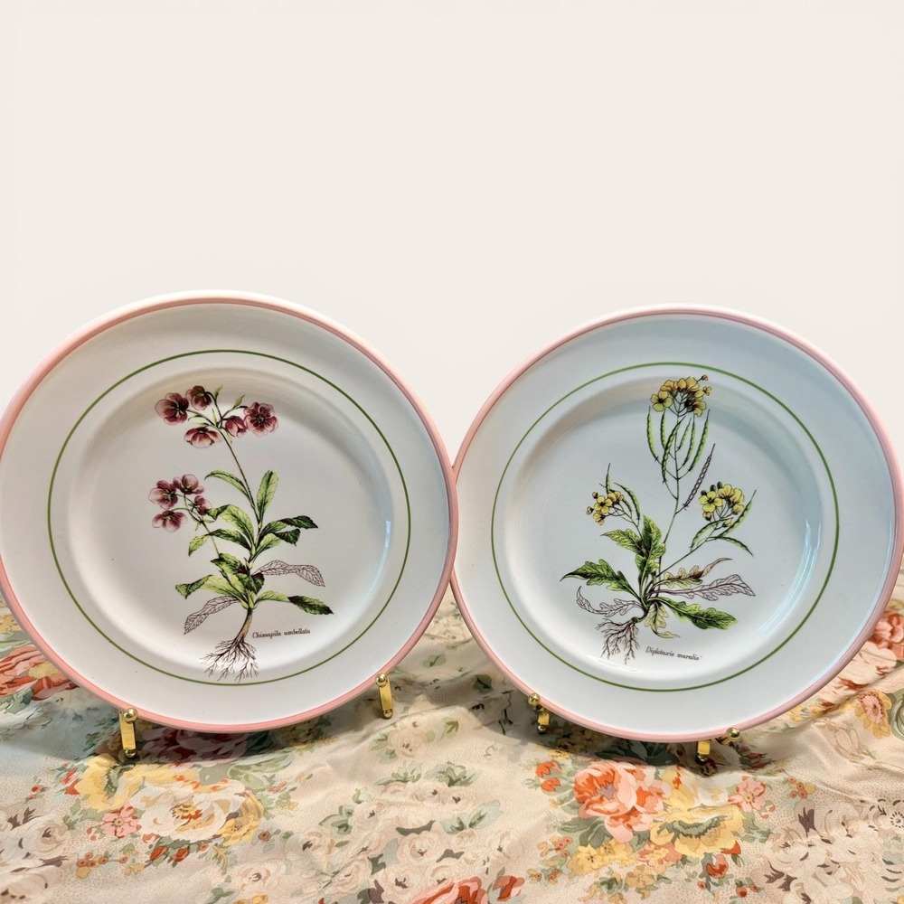 Vintage Primula Italian Floral Pottery 8" Cottagecore Grandma Garden Tea Plates